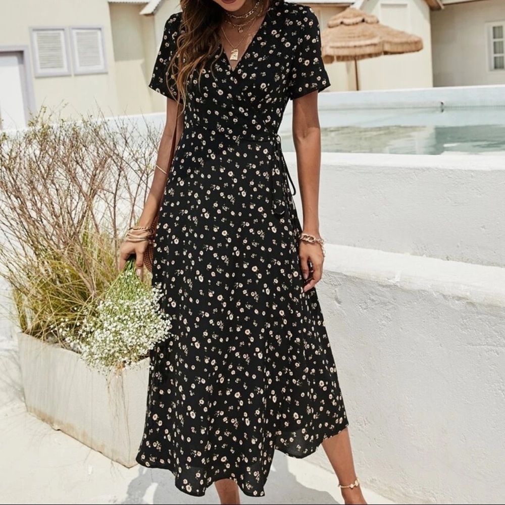 Studio B wrap low back floral dress